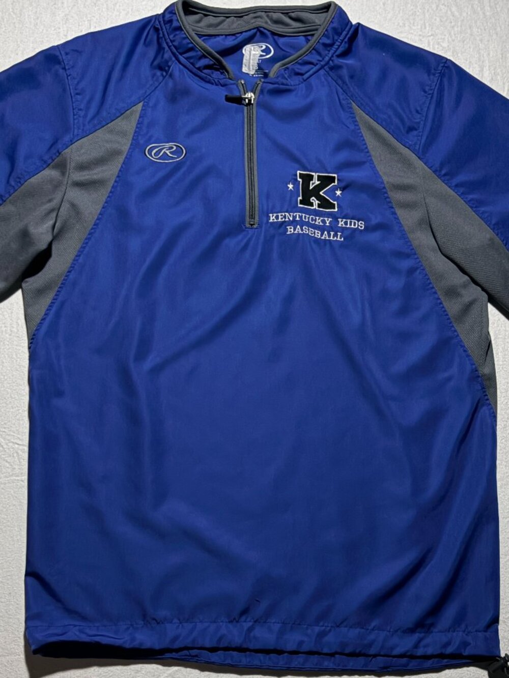 Rawlings Windbreaker Quarter Zip Men’s S Blue Gray Kentucky Kids Baseball EUC